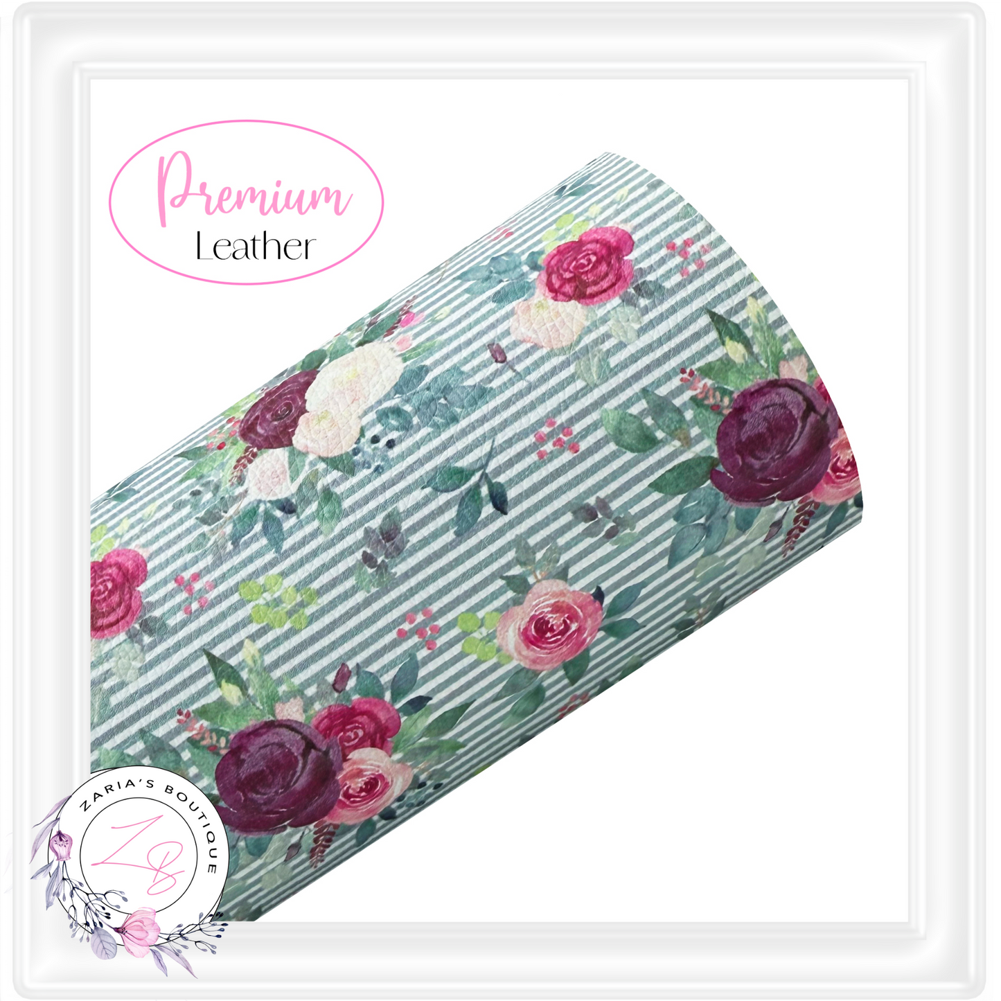 Custom Burgundy Rose Blooms Vegan Faux Leather Designer Multi-Pack or Single Sheets
