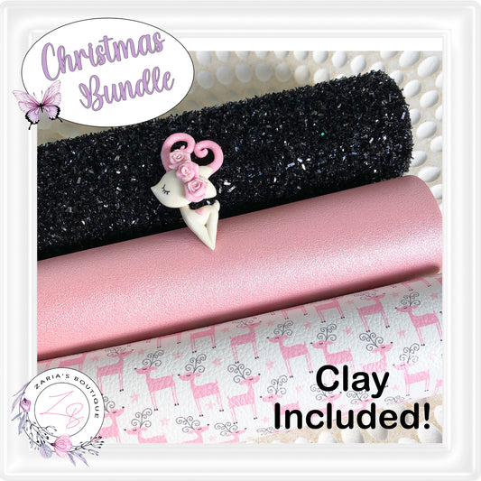 ⋅  Christmas Reindeer Clay Bundle ⋅ Leather  Glitter & Clay 4 Piece Bundle ⋅