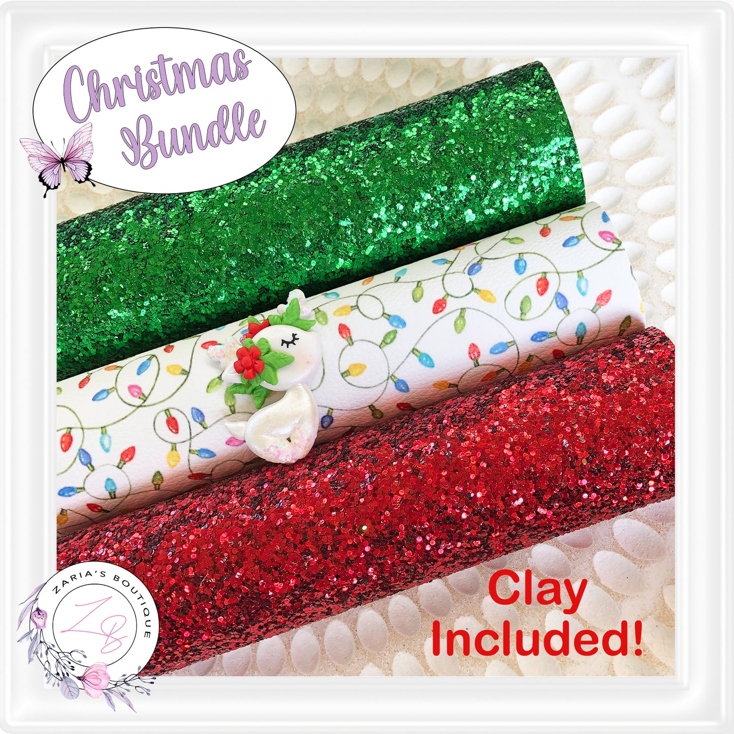 ⋅  Christmas Deer Clay Bundle ⋅ Leather  Glitter & Clay 4 Piece Bundle ⋅