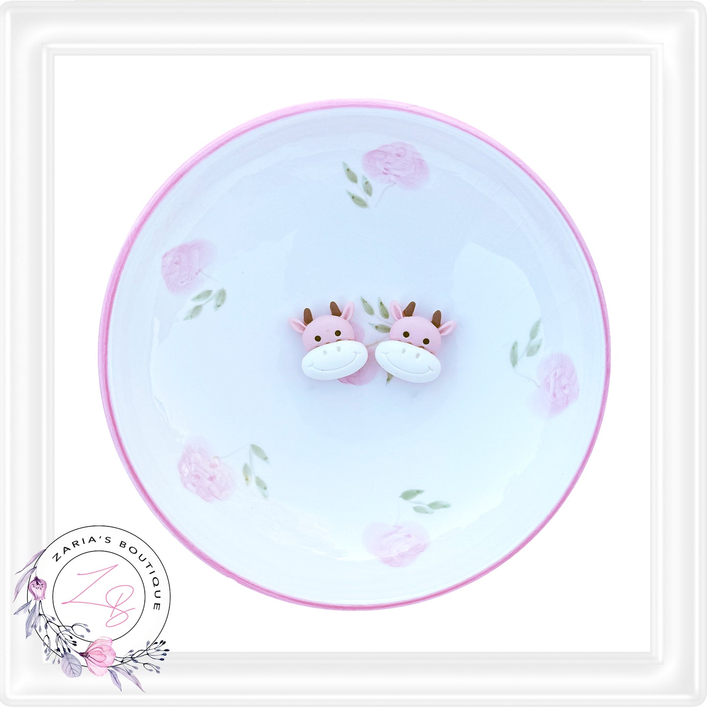 • Pink Cows • Flatback Embellishments • 2 Pieces •
