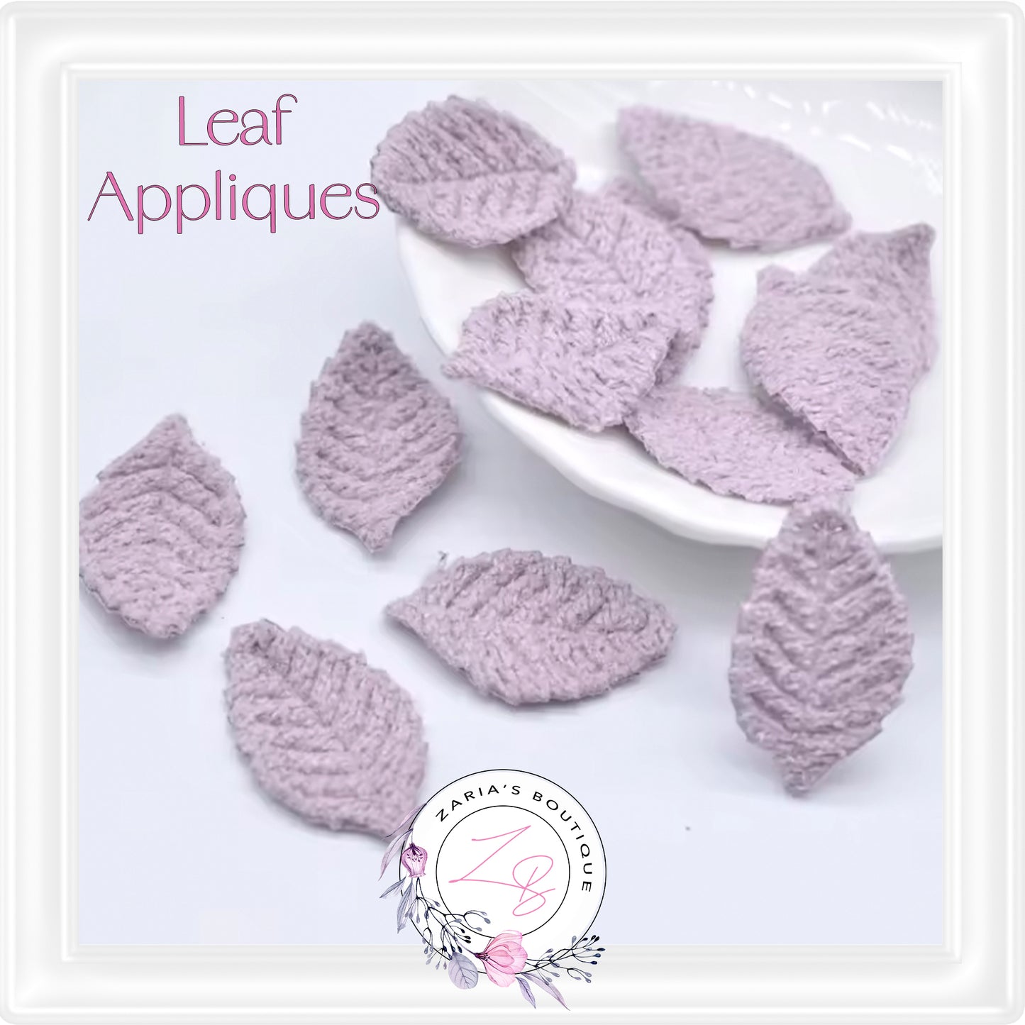 • Knitted Leaf Appliques • 8 Colours •