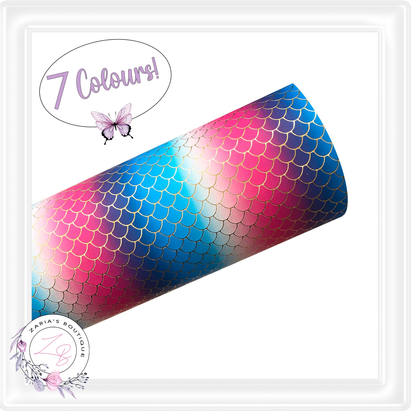 ⋅ Mermaid Scales  ⋅  Embossed Faux Leather ⋅ Sheets or Mini Rolls ⋅