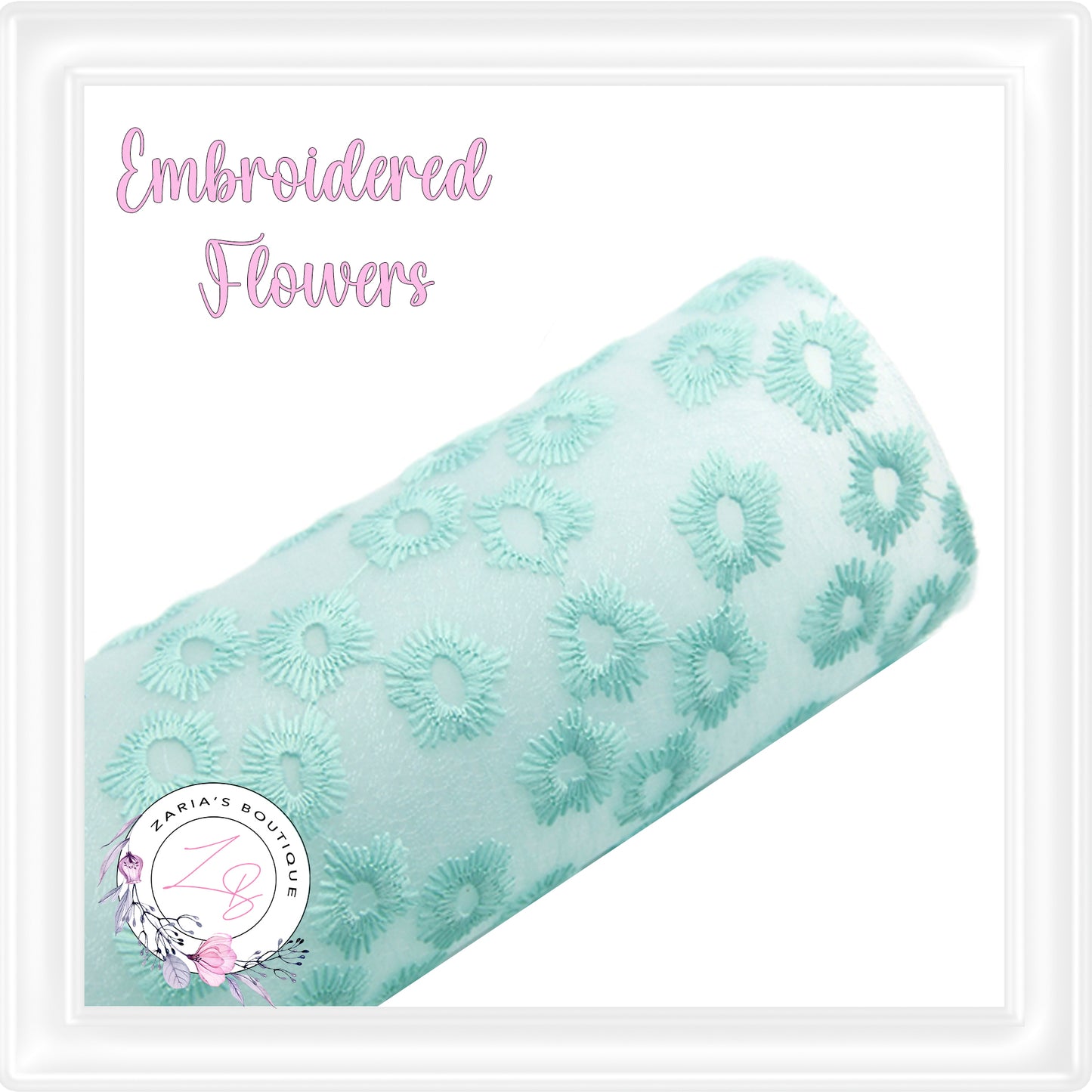 ⋅ Embroidered Daisy Floral ⋅ Translucent Vegan Faux Leather ⋅ White ⋅