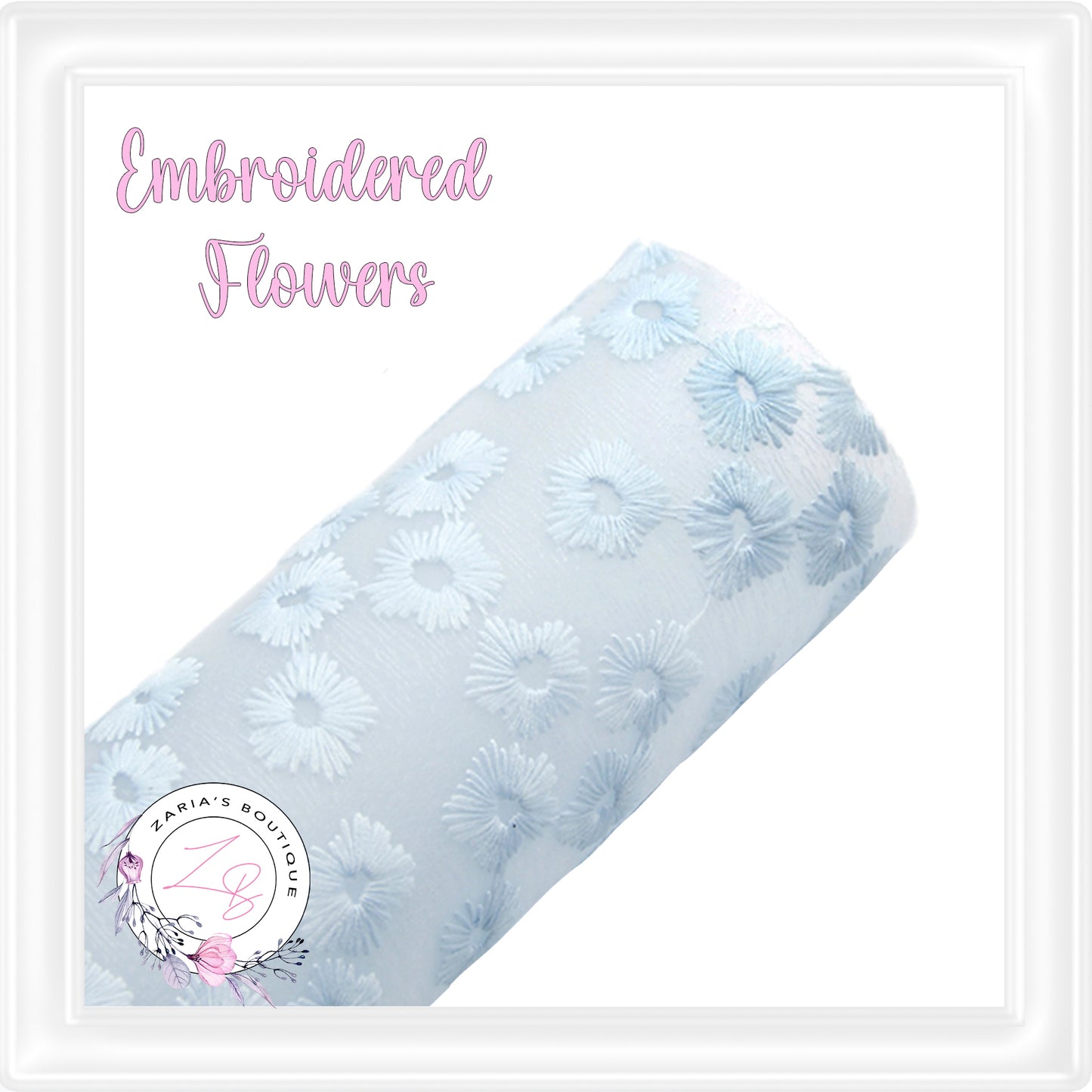 ⋅ Embroidered Daisy Floral ⋅ Translucent Vegan Faux Leather ⋅ White ⋅
