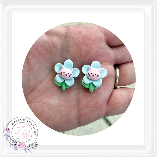 • Kitty Blossoms • Flatback Embellishments • 2 Pieces •