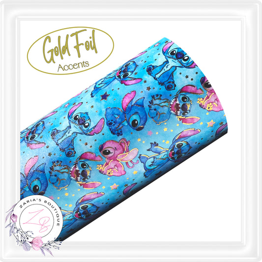 • Lilo & Stitch • Gold Foil Overlay Faux Leather •