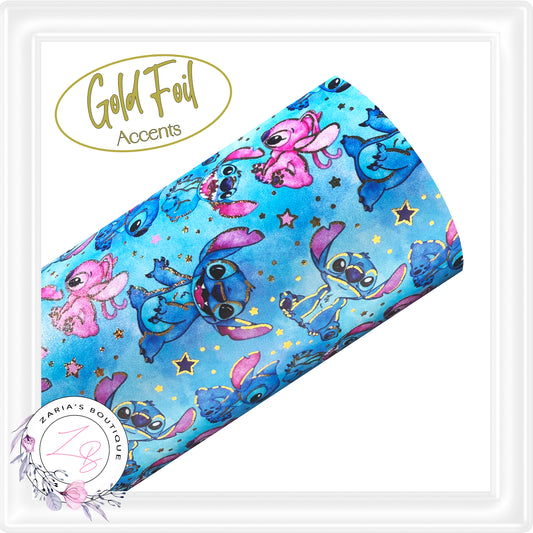 • Lilo & Stitch • Gold Foil Overlay Faux Leather •