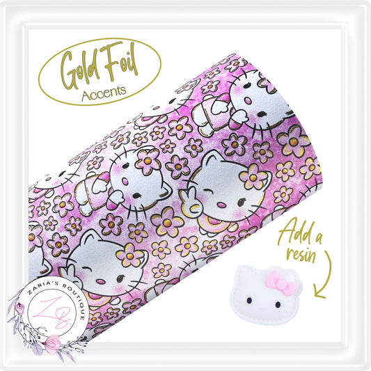 • Pretty Kitty • Gold Foil Overlay Faux Leather •