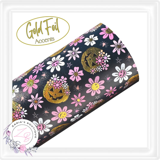 • Pretty Pumpkins • Gold Foil Overlay Faux Leather •
