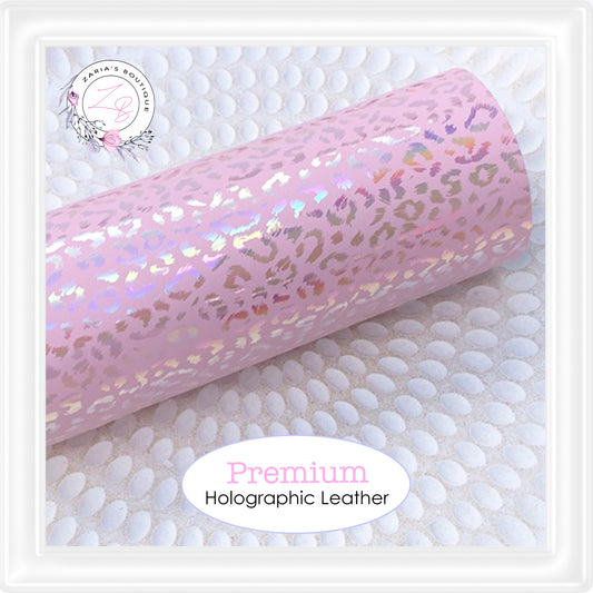 • Pink Holographic Cheetah • Premium Faux Leather •