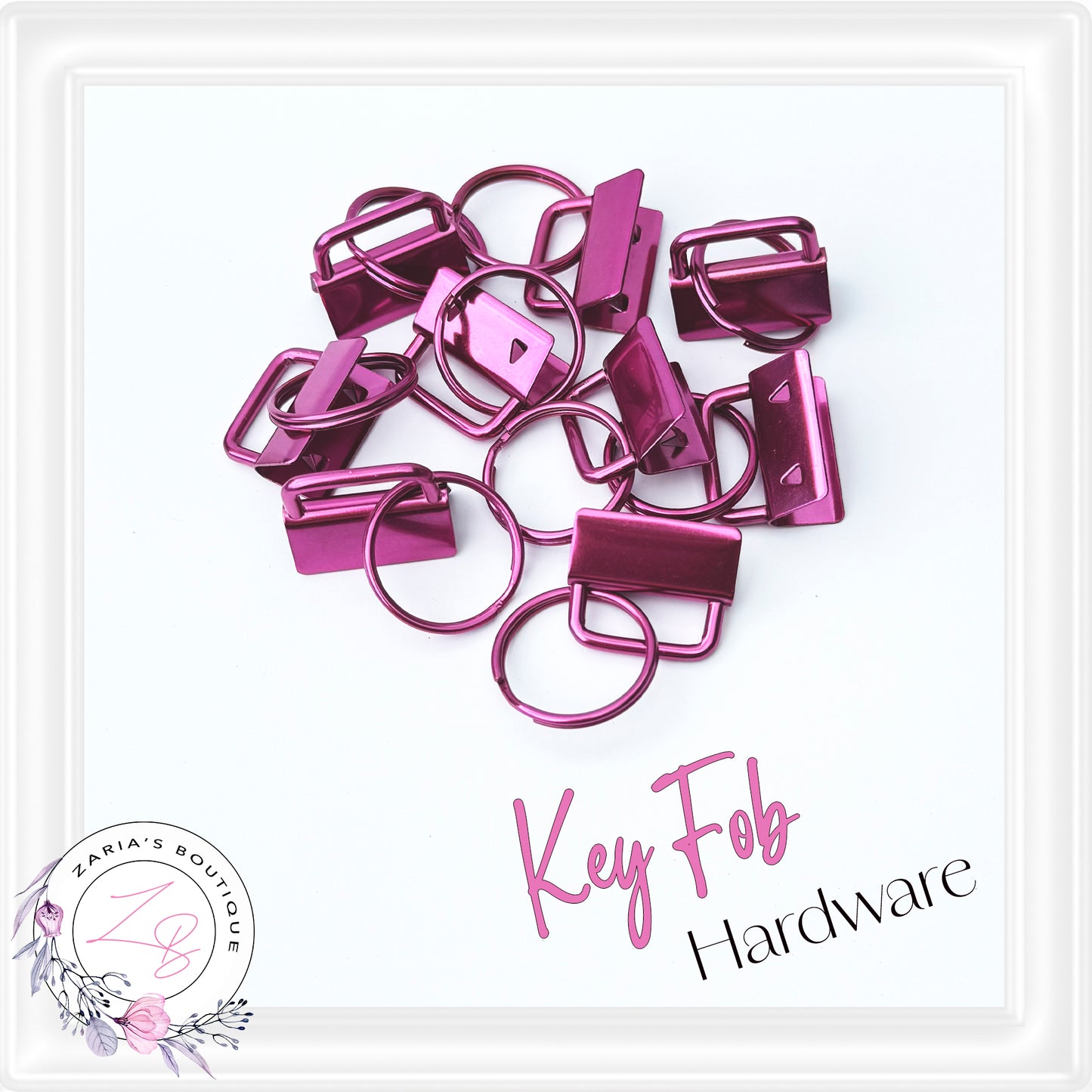 ⋅ Key Fob Keyring Clip Hardware ⋅ Metallic Pink 25mm ⋅
