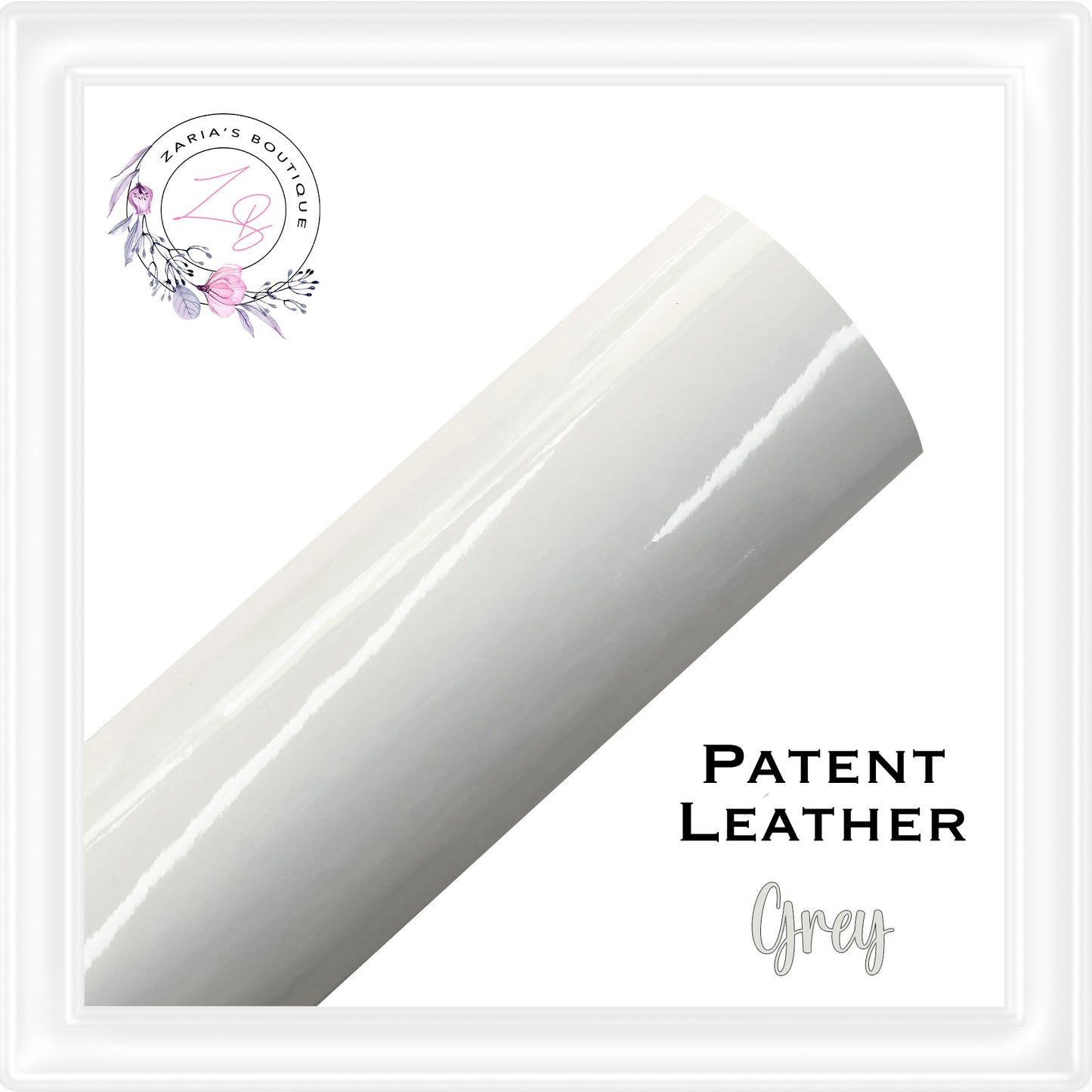 ⋅ Patent Leather ⋅ Smooth & Glossy Vegan PU Leatherette ⋅ Grey  ⋅