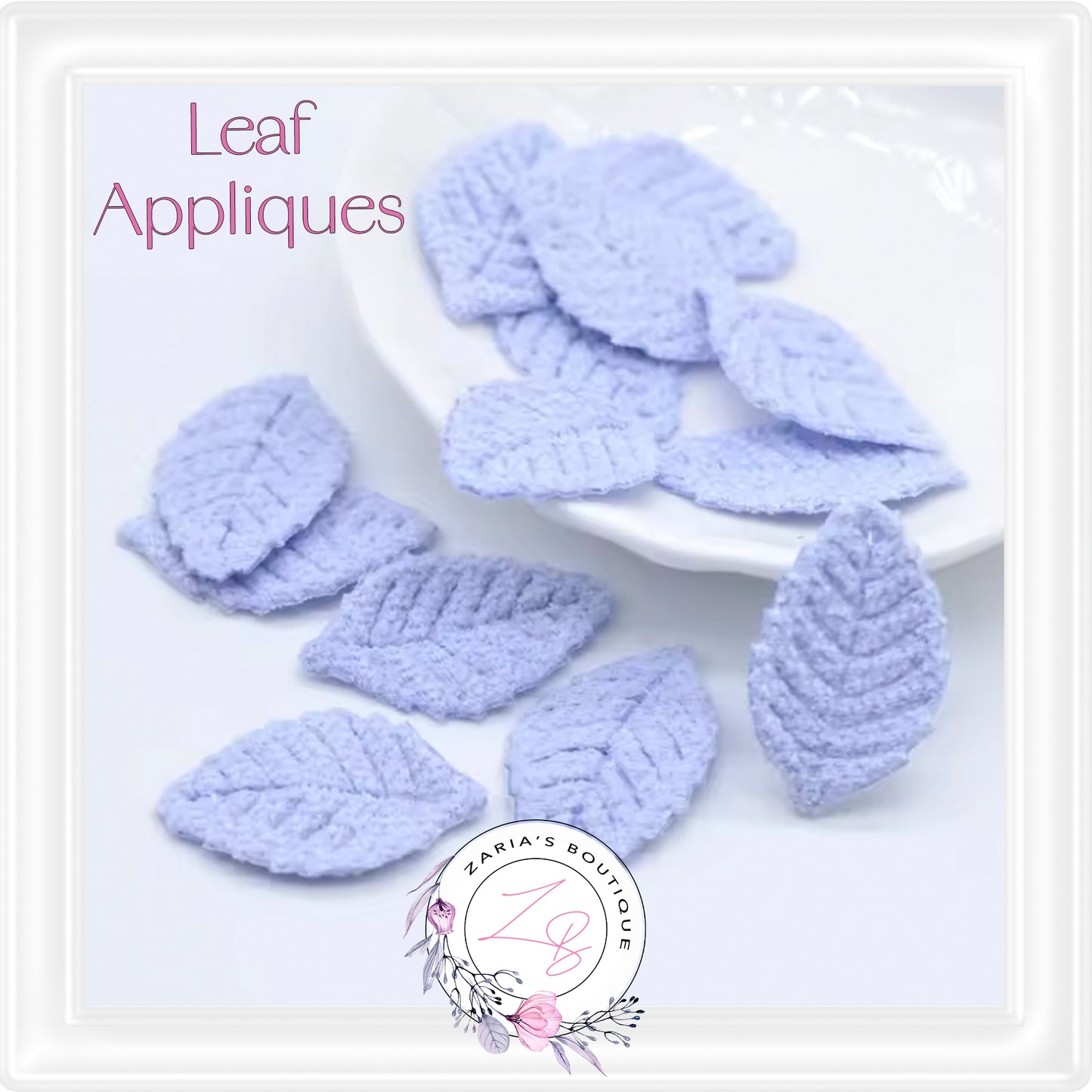 • Knitted Leaf Appliques • 8 Colours •