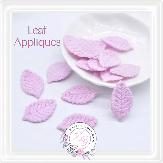 • Knitted Leaf Appliques • 8 Colours •