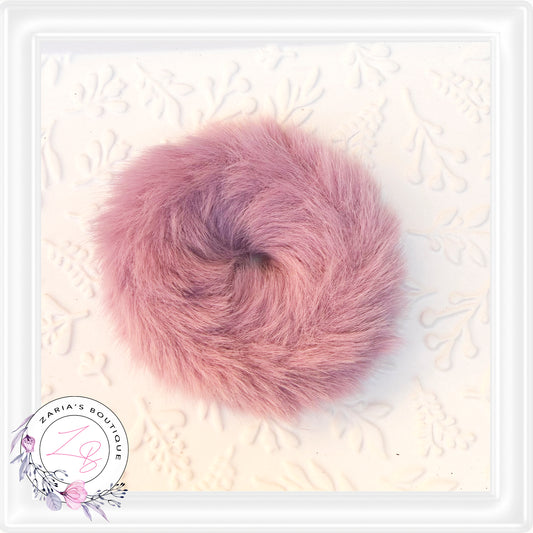 •  Faux Fur Scrunchie  •  Bun Holder  • Dusty Rose Pink •