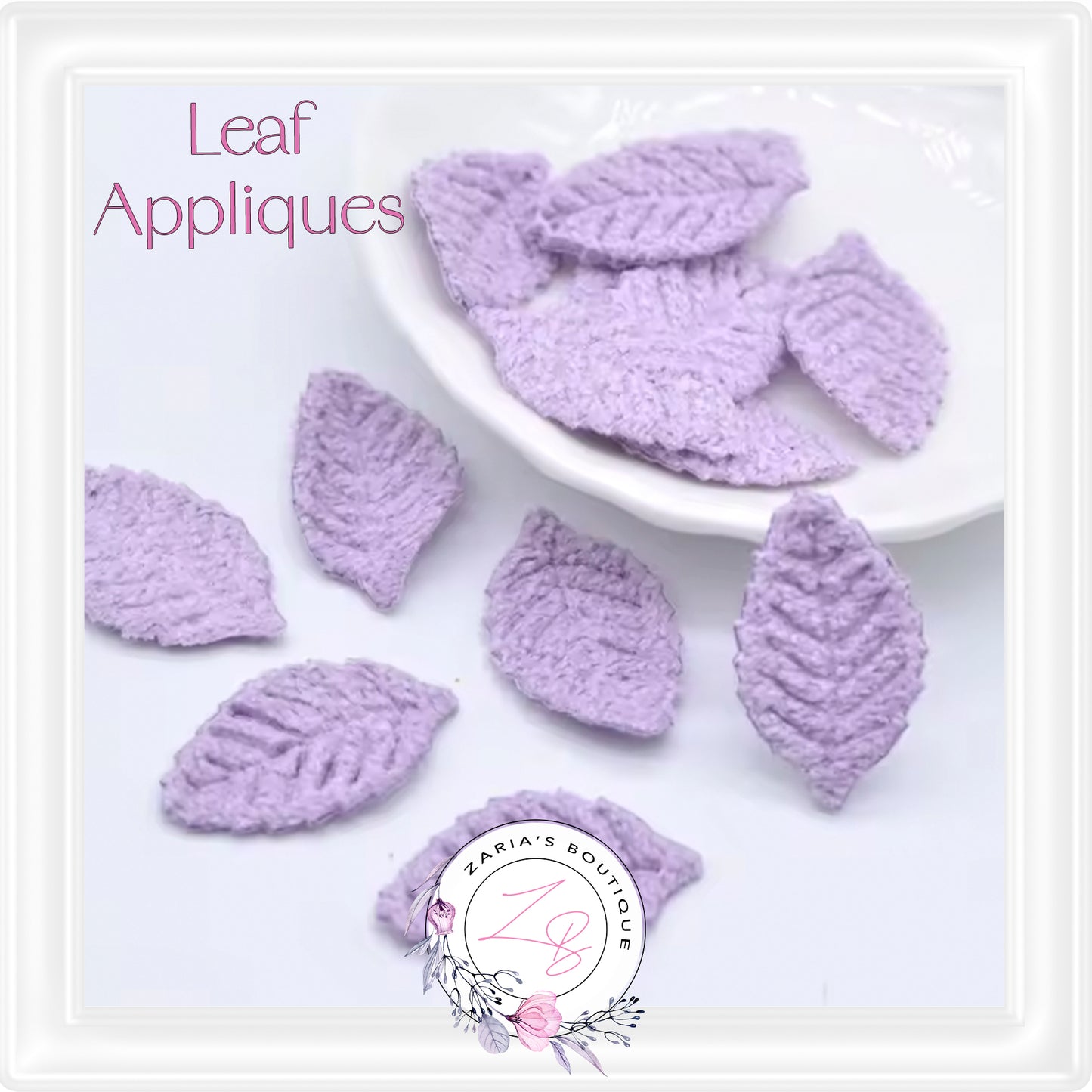 • Knitted Leaf Appliques • 8 Colours •