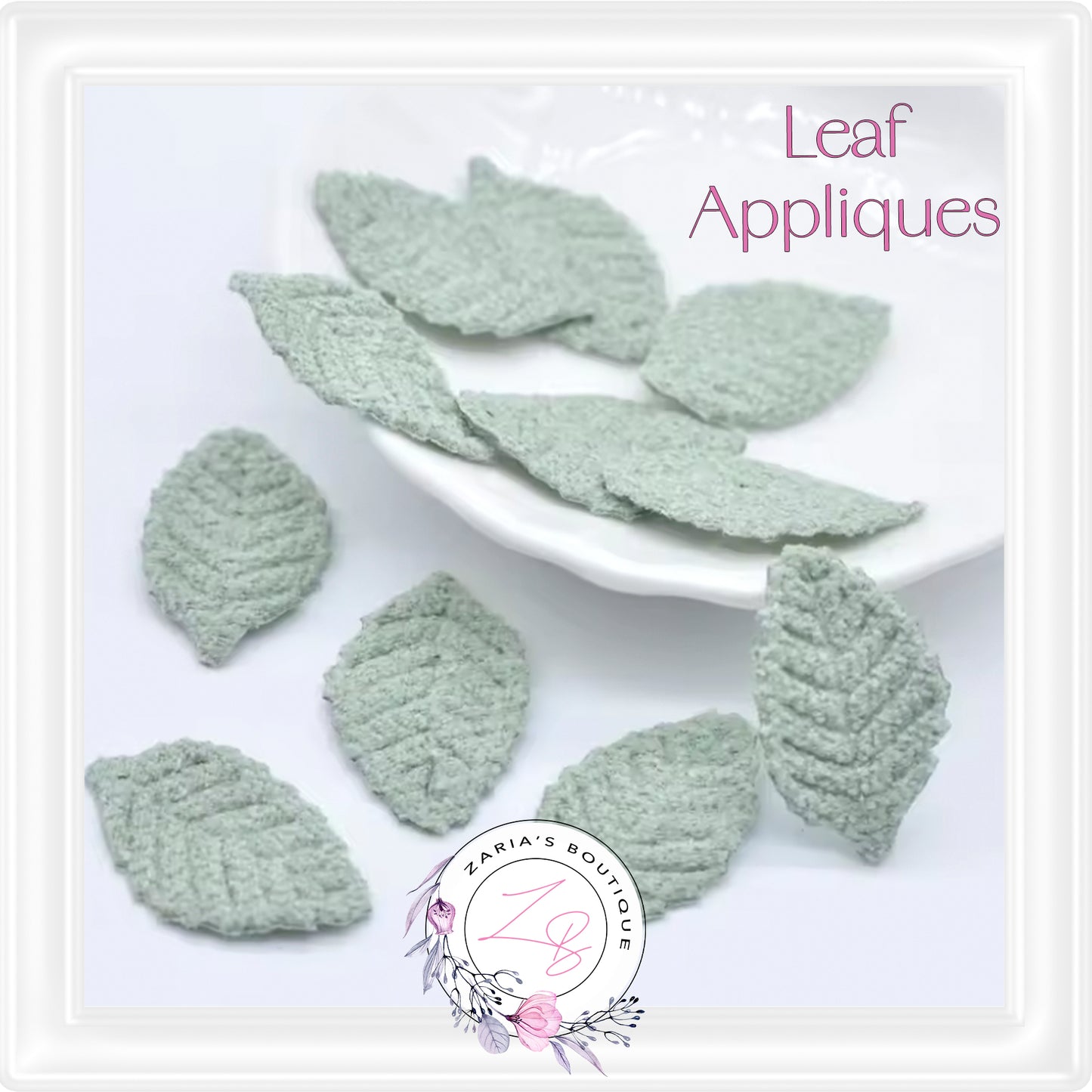 • Knitted Leaf Appliques • 8 Colours •