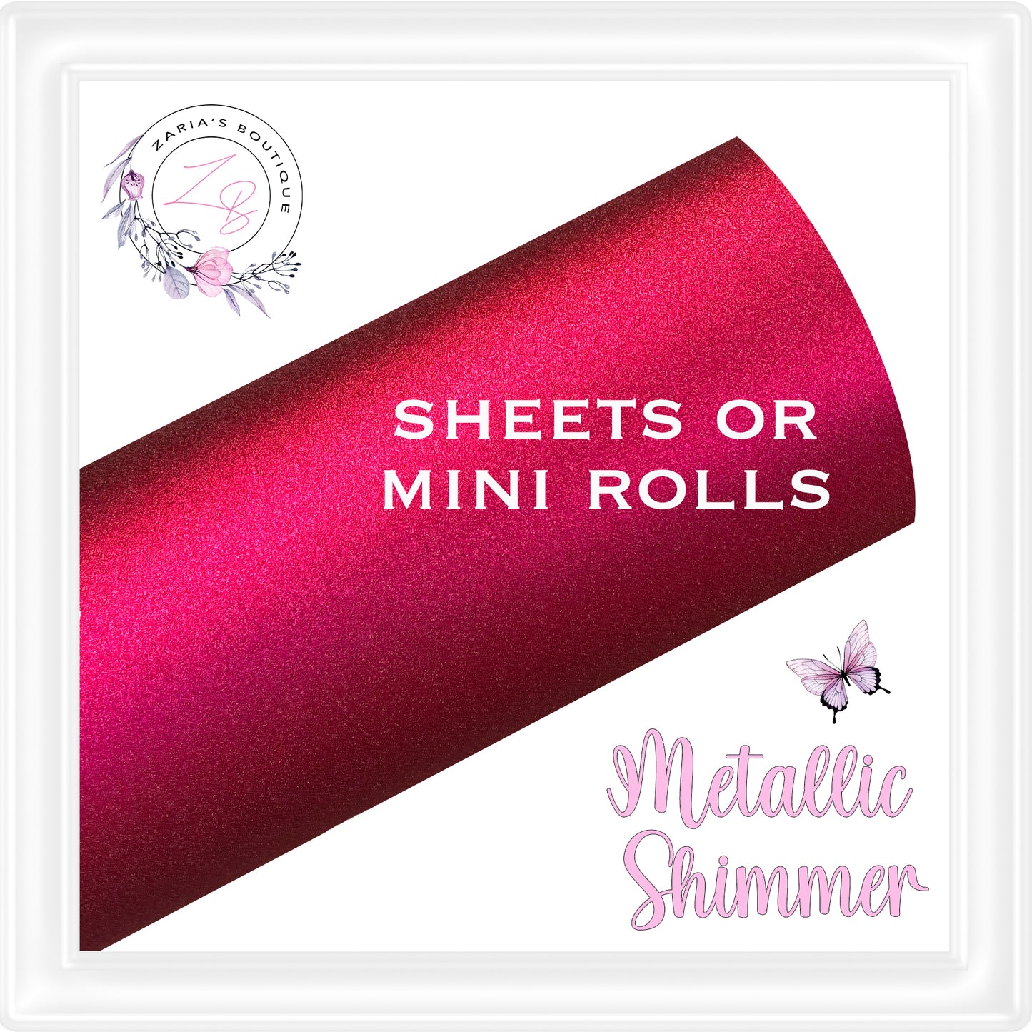 • Metallic Shimmer • Hot Pink • Sheets or Rolls •