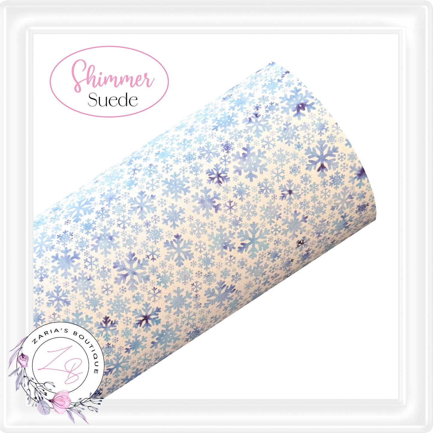 ⋅ Snowflakes⋅ Premium Shimmer Suede Faux Leather ⋅