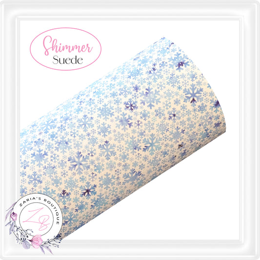 ⋅ Snowflakes⋅ Premium Shimmer Suede Faux Leather ⋅