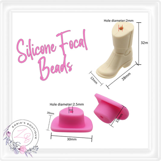 •  Silicone Focal Beads  •  Cowboy Cowgirl  •  Boots & Hats  •