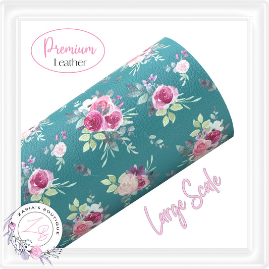 ⋅ Teal Rose Blooms ⋅ Premium Vegan Faux Leather ⋅