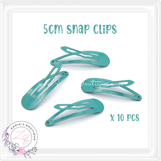 Teal Snap Hair Clips x 10