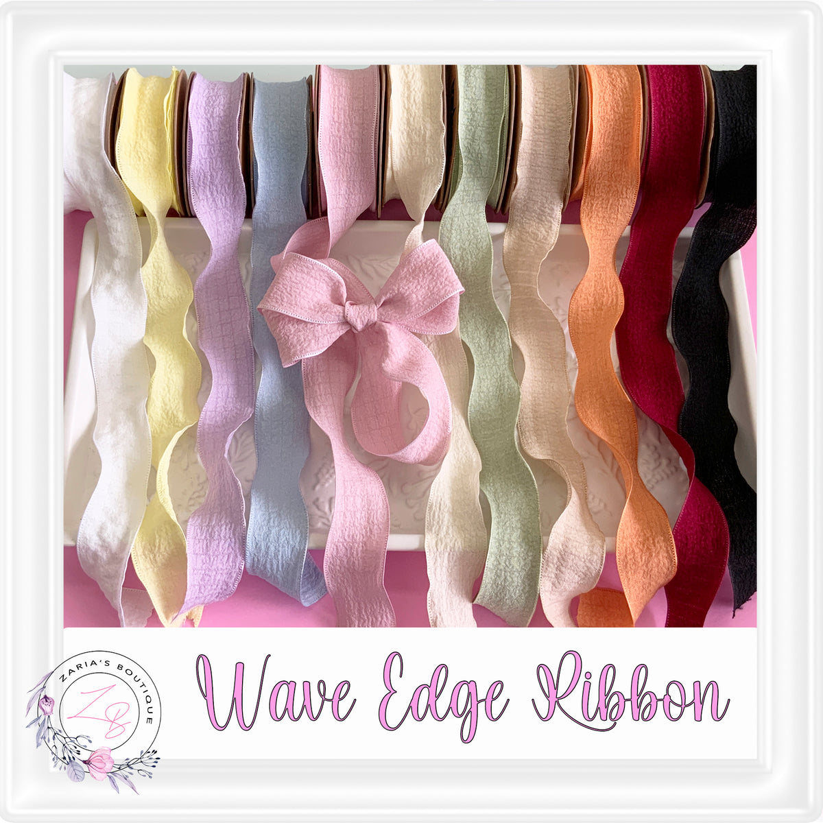 Sewing Edge Ribbon ⋅ 25mm Wave Edge Ribbon ⋅ 11 Colours ⋅ 5 Yards – Zaria's Boutique