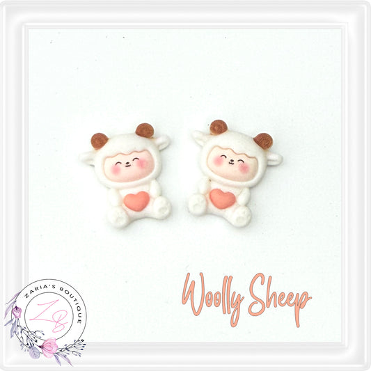 • Woolly Sheep • Flatback Embellishments • 2 Pieces •