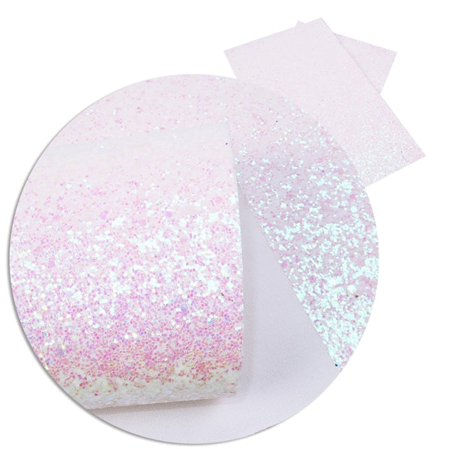 Coconut Ice ~ Medium Glitter Faux Leather Fabric Sheets