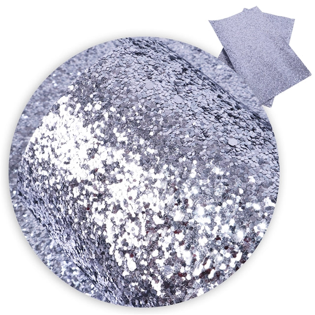 Palladium Silver ~ Medium Glitter Faux Leather Fabric Sheets