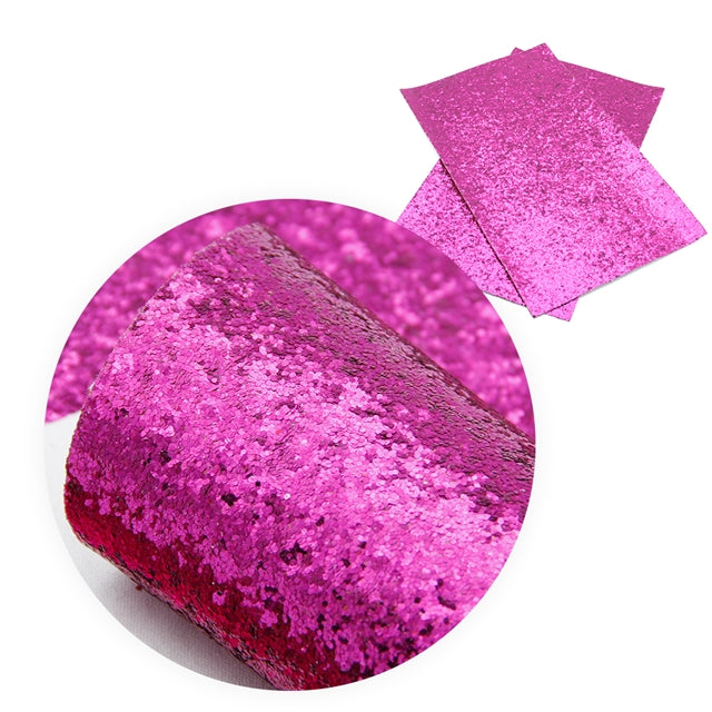 Fantasy ~ Hot Pink ~ Medium Glitter Faux Leather Fabric Sheets