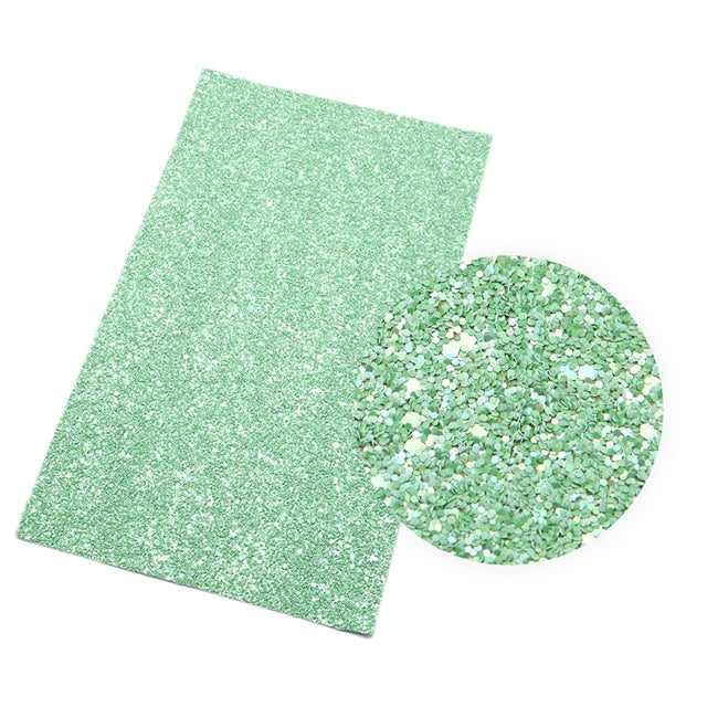Spearmint Green ~ Chunky Glitter Canvas Fabric Sheets