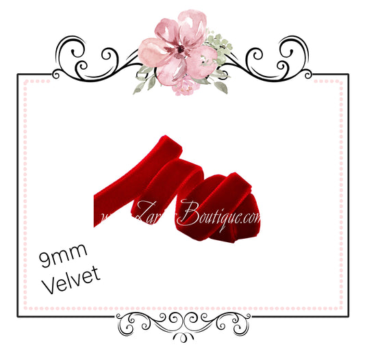 9mm Red Velvet Ribbon ~ Christmas Collection