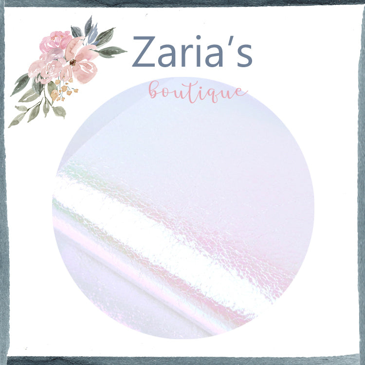 Metallic Faux Leather ~ White Opal Mother Of Pearl ~ Pleather ~ Leatherette