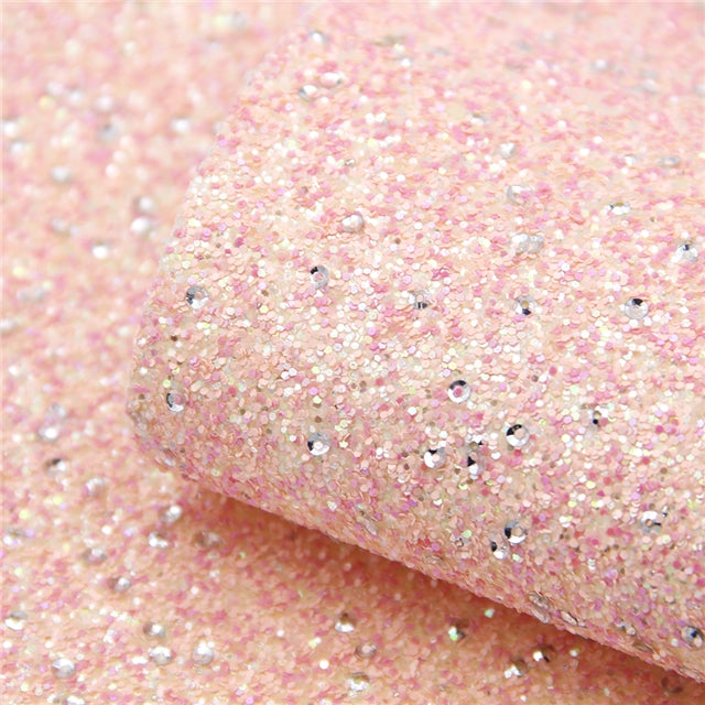 Fairy Sparkles ~ Blush Pink ~ 1.17mm Glitter Canvas Craft Fabric Sheets