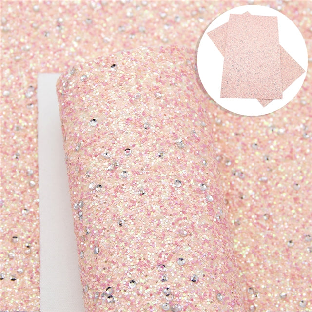 Fairy Sparkles ~ Blush Pink ~ 1.17mm Glitter Canvas Craft Fabric Sheets