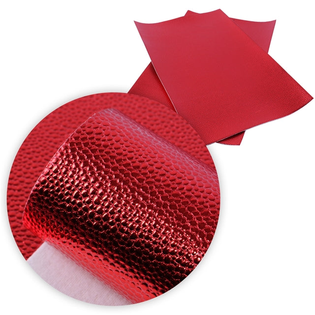 Pebble Grain Vegan Leather ~ Metallic Red ~ Leatherette Sheets