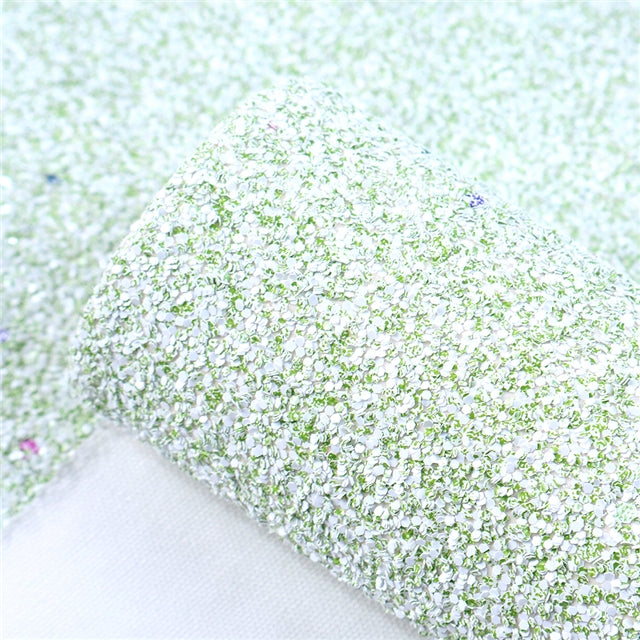 Frosted Green ~ Chunky Glitter Faux Leather Fabric Sheets ~ 20x34cm