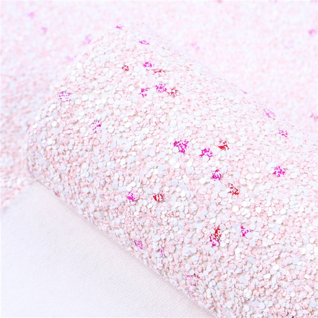 Frosted Powder Pink ~ Chunky Glitter Faux Leather Fabric Sheets ~ 20x34cm