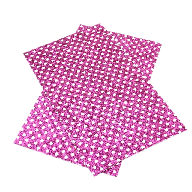 Jewel-Tone CHUNKY GLITTER ~ Hot Pink White Polka Dot HEARTS ~ 20 x 34cm