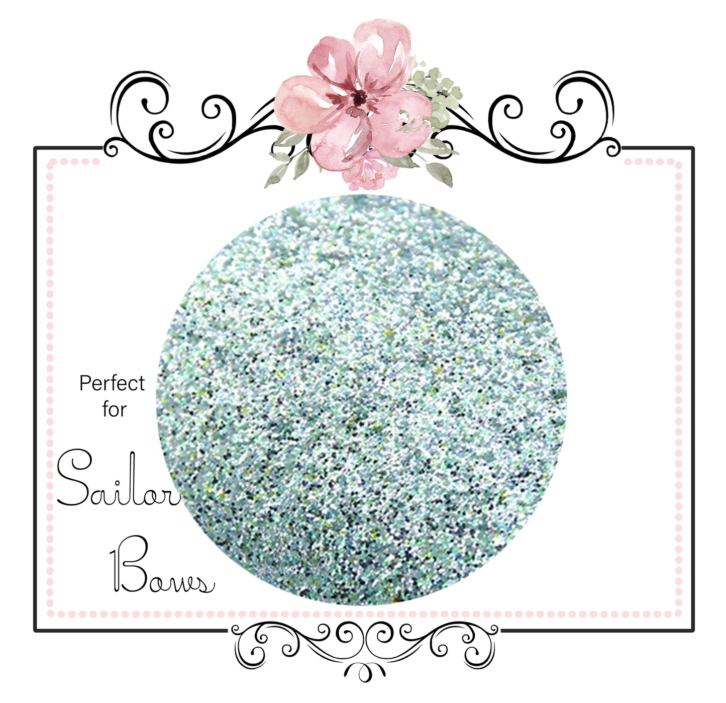 White Sapphire ~ Soft Medium Glitter Sailor Bow Fabric Faux Leather Sheets