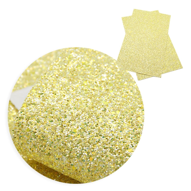 Sunshine Yellow ~ Chunky Glitter Faux Leather Wiggle Fabric Sheets