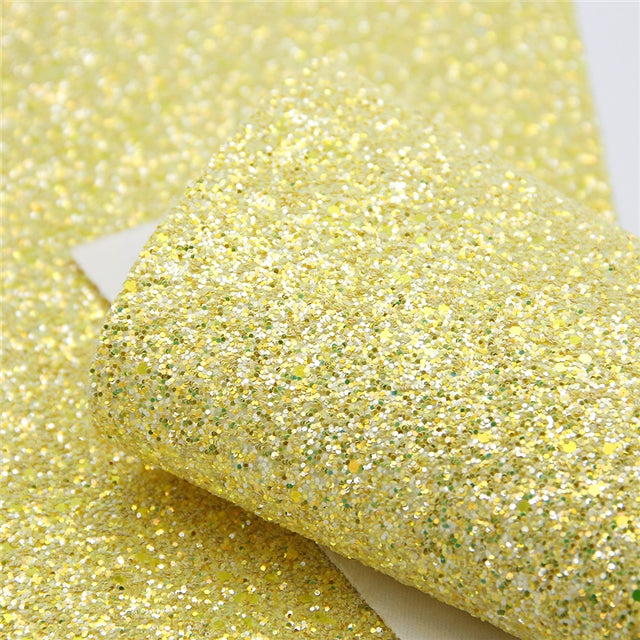 Sunshine Yellow ~ Chunky Glitter Faux Leather Wiggle Fabric Sheets