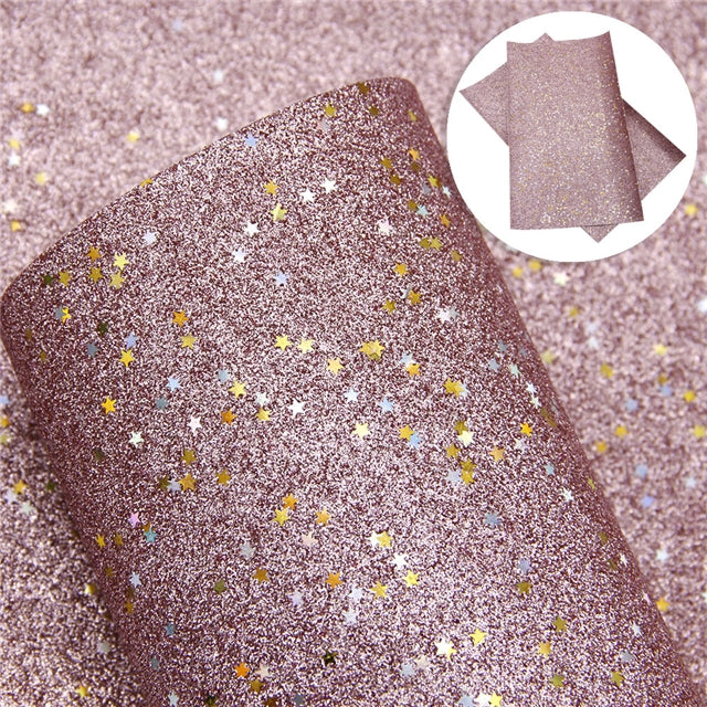 Starry Night Collection Fine Glitter ~ Dusty Pink ~ Silver & Gold Star Encrusted Christmas Craft Sheets