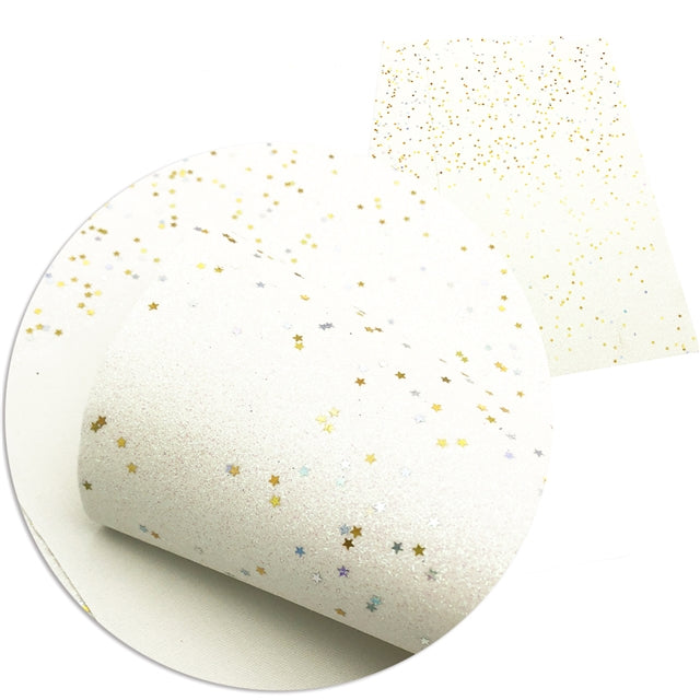 Starry Night Collection Fine Glitter ~ White ~ Silver & Gold Star Encrusted Christmas Craft Sheets