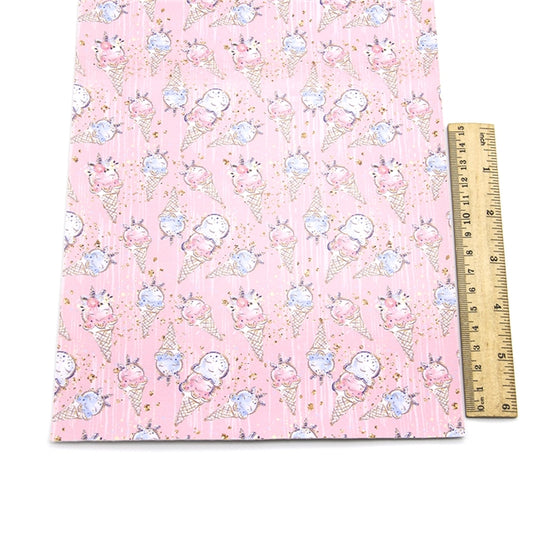 SALE Sweet Treats Ice Cream Unicorn Cones ~ Pink Blue SMOOTH Faux Bow Leather Leatherette Pleather