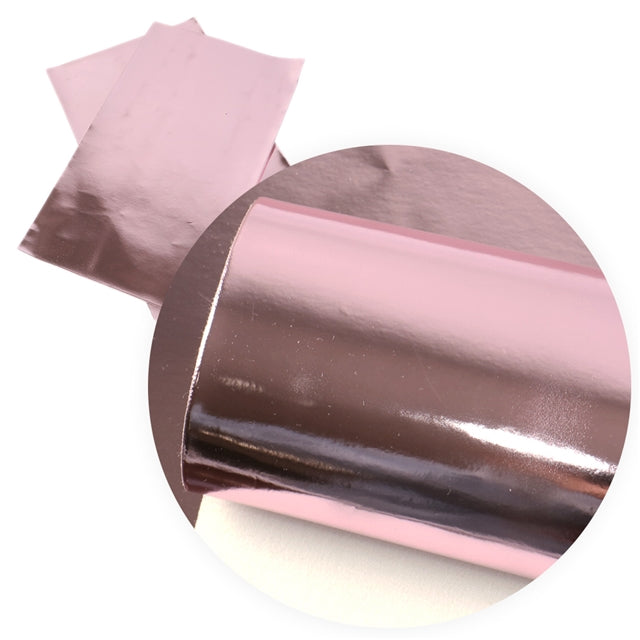 Metallic Shiny Mirror Light Pink ~ Faux Leather Sheets