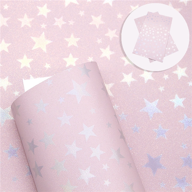 ⋅ Falling Stars ⋅ Metallic Pearl Baby Pink ⋅ Vegan Synthetic Bow Leather Leatherette