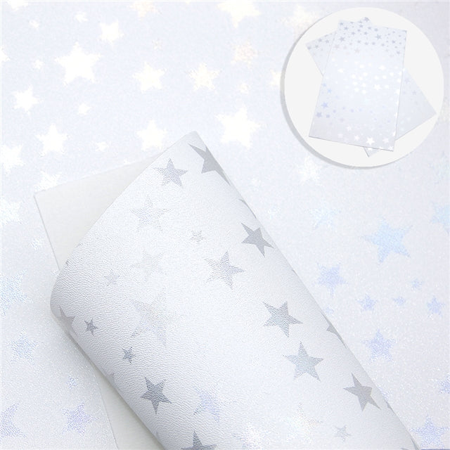 ⋅ Falling Stars ⋅ Metallic Pearl White ⋅ Vegan Synthetic Bow Leather Leatherette